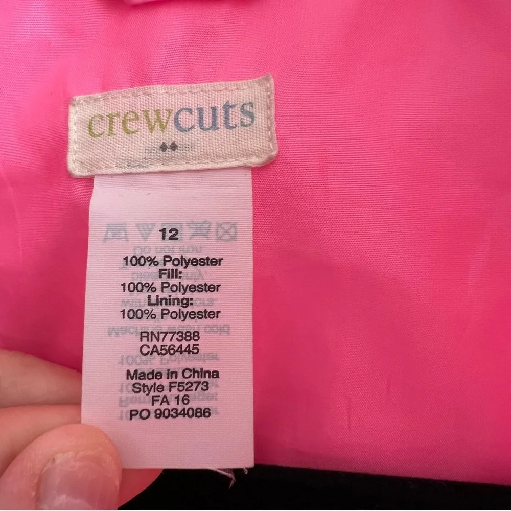 Crewcuts Girls Kids Quilted Puffer‎ Vest Bright Pink Zipper Size 12